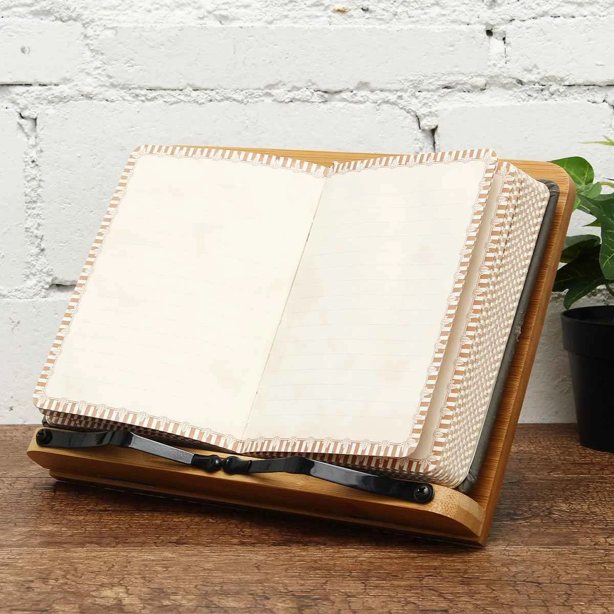  Portable Adjustable Book Holder Tray and Page Paper Clips-Cookbook Reading Desk Sturdy Bookstand-Te