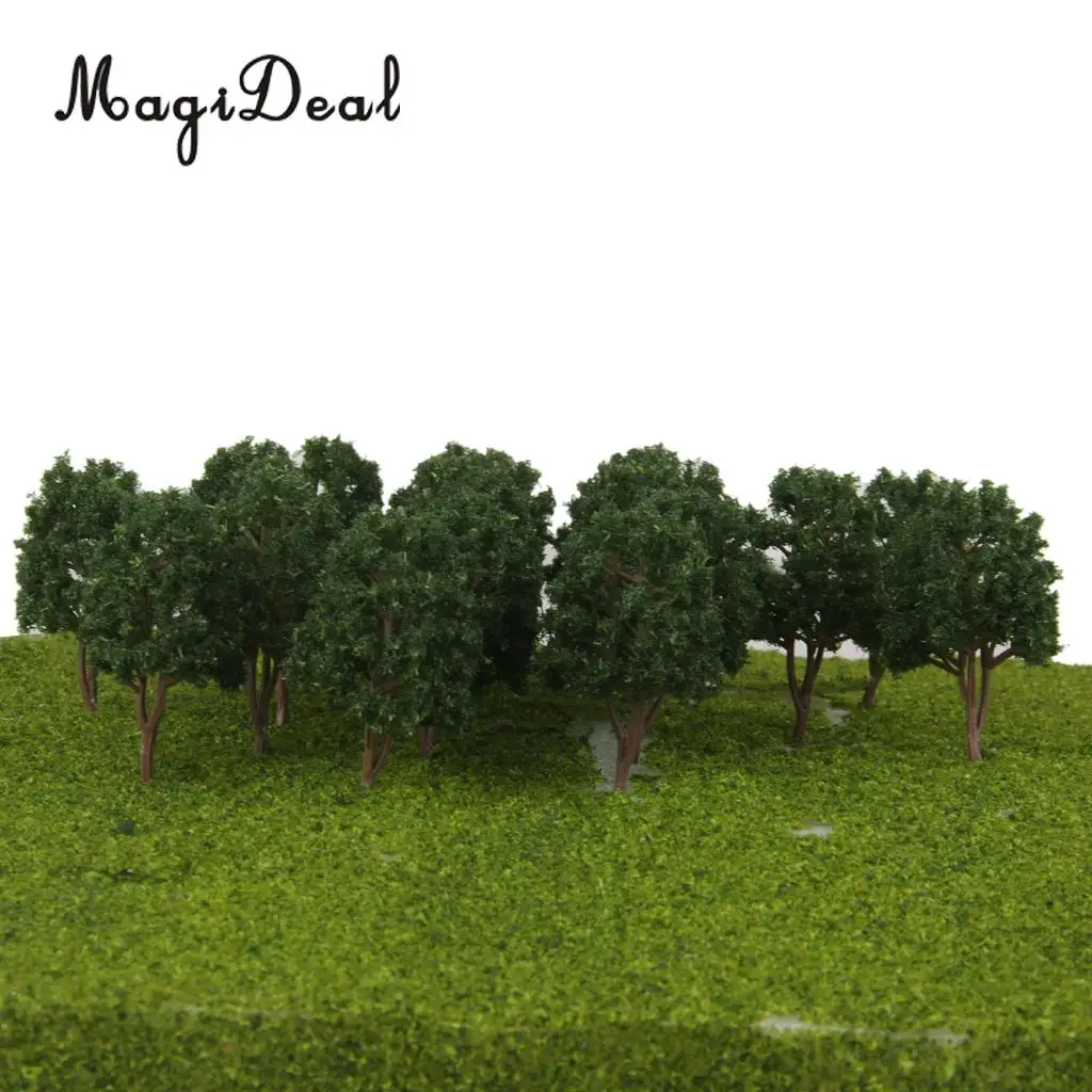 MagiDeal 20Pcs/Pack Dark Green Model Trees N Scale Train Park Railroad Railway Layout Wargame Scenery Scene Diorama Toys 7.5cm 3