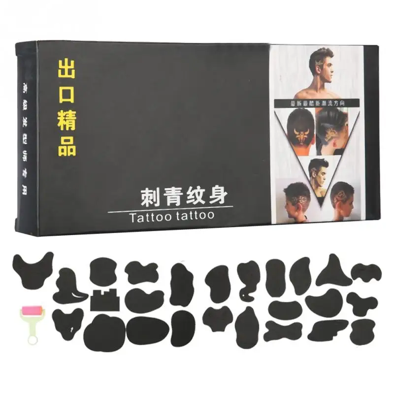 

1 set Hair Tattoo Carved Template Hair Styling Dye Coating Tattoo Patterns Salon Barber Tools Haircut Hair Shaping Tool