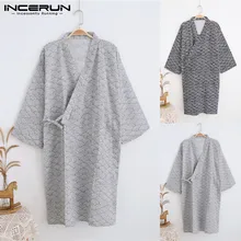 INCERUN, модные мужские халаты, принт, пижама, короткий рукав, японский стиль, кимоно, свободные, мягкие, для отдыха, для мужчин, домашний халат размера плюс