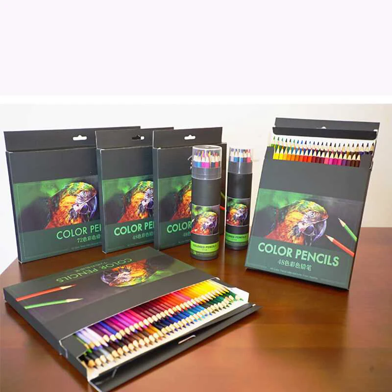 

Basswood Color Pencil Set 12/18/24/36/48/72 Colors Student Artist Drawing Oil Color Pencil School Office Art Supplies Stationery