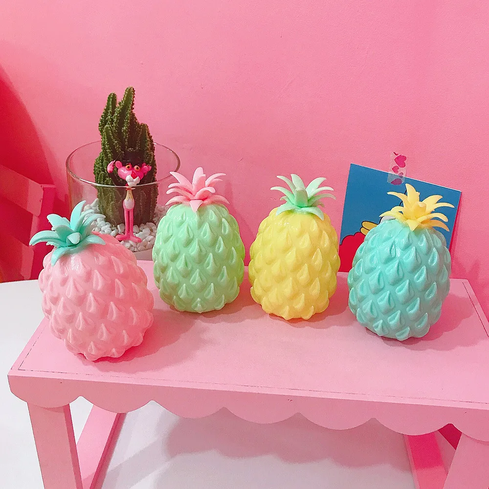 

4 Styles 11x6.5cm Anti-stress Squishy Pineapple Super Slow Rising Squeeze Toys Cute PU squishy fruit pineapple toys for Kids