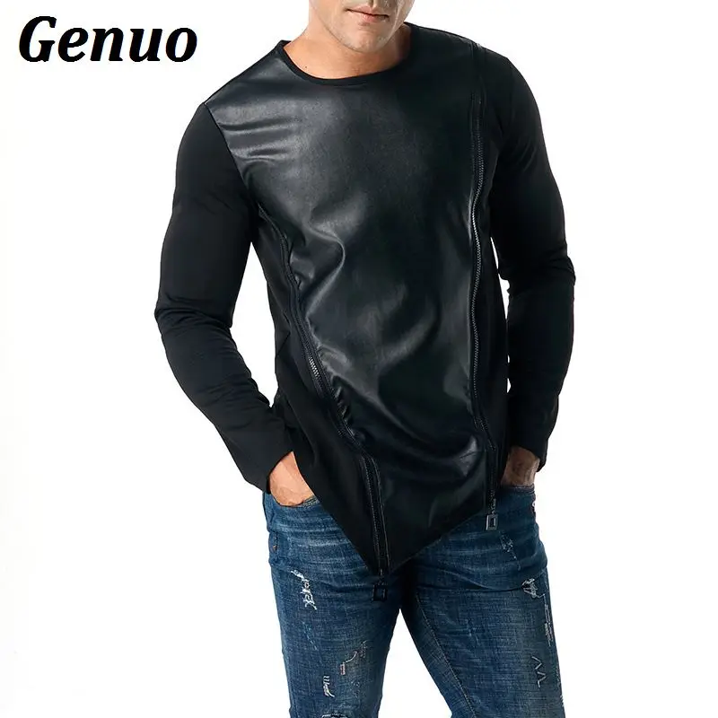 Genuo Новинка 2018 года цвет блок для мужчин толстовки Толстовка Мода осень лоскутное молния хлопковый спортивный костюм мужской пуловер