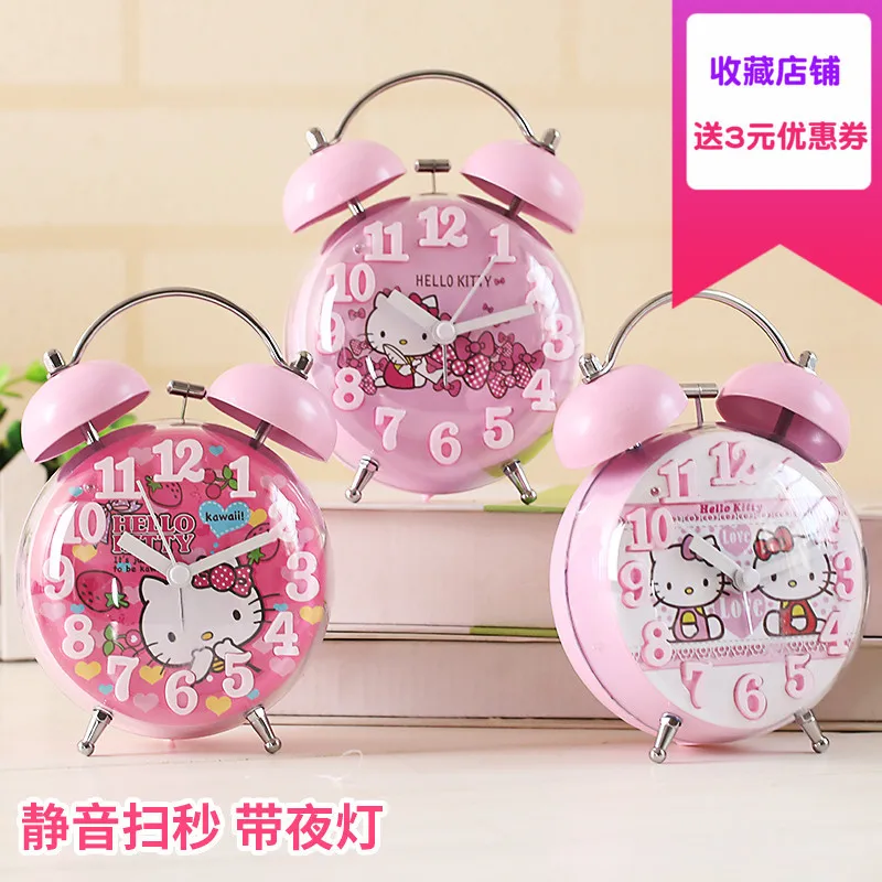  Hello Kitty Pattern Lovely Children Cartoon Girl Office Electronics Alarm Desk Table Wall Clock Stu