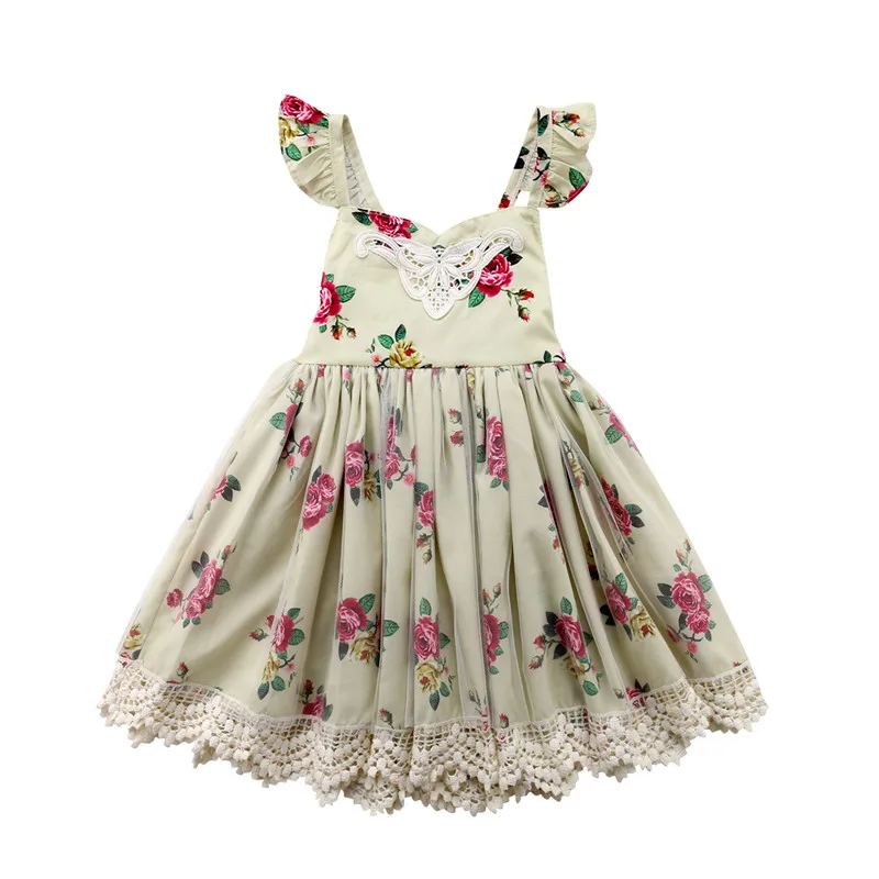 New Princess Floral Girl Dress Toddler Baby Lace Flower Backless Tulle Sundress Pageant Wedding Bridesmaid Clothes Party | Детская