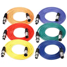6 Pieces 6.5 Feet / 2m Cable for Microphone XLR Male to XLR Female Skin Rubber Snake Cord Balance of 6 Colors (Green Blue Purp