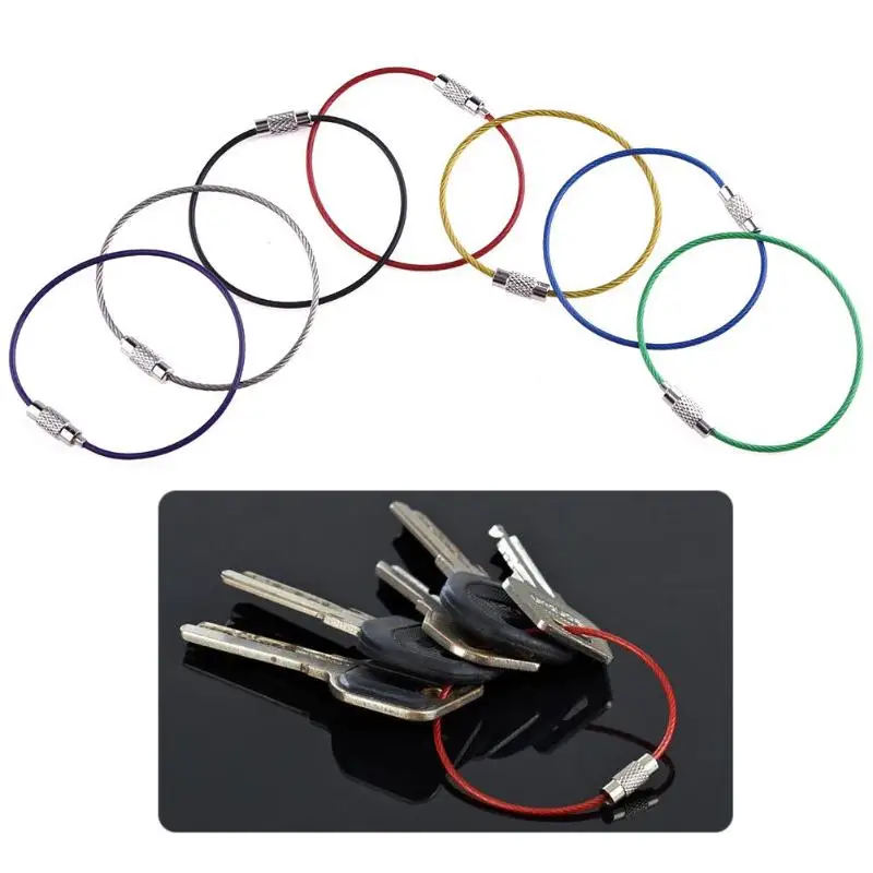 20pcs Stainless Steel EDC Aircraft Wire Cable Key Ring Chain Twist Screw Locking