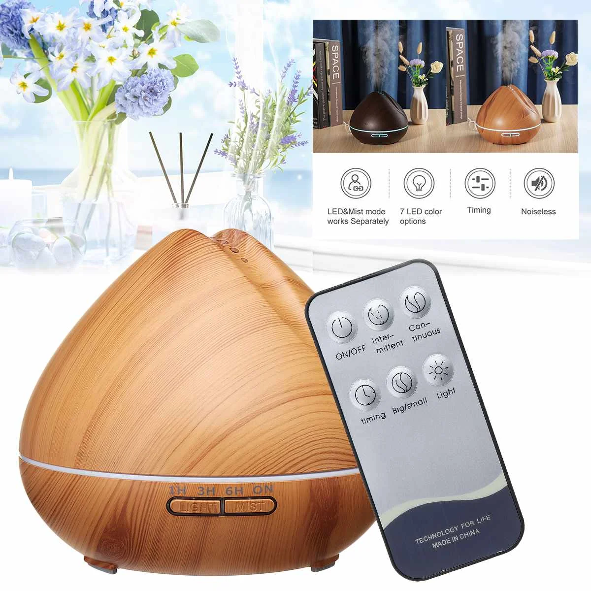 

LED 7 Color Change Night light Ultrasonic Aroma-Essential Oil Diffuser Air Humidifier Purifier Aromatherap Cool Mist for Office