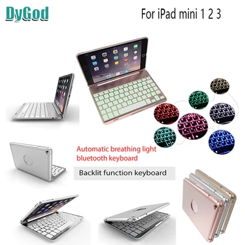 

Tablet Case 7.9''For iPad mini 1 2 3 Cover Funda Bluetooth Keyboard with LED Colors Backlit Aluminum Alloy Back Hard Stand Cover