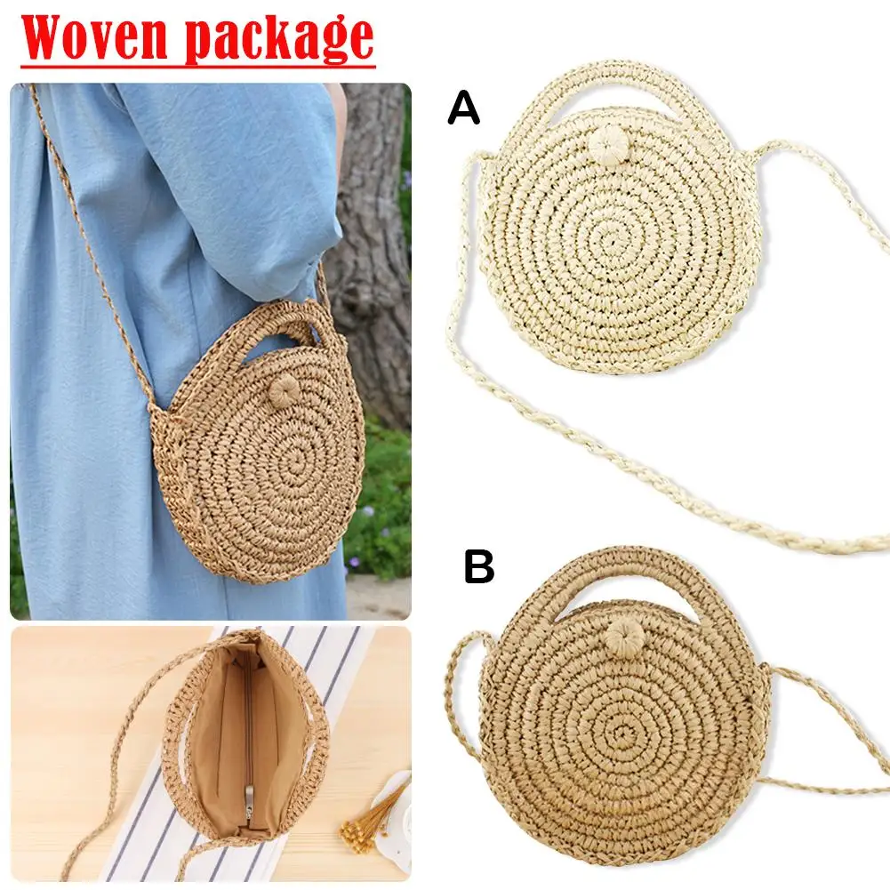 

Storage Bag Vintage Handmade Weaving Summer Beach Bag Nordic Retro Style Daily Items Storage Shopping Bag Casual Messenger Bag