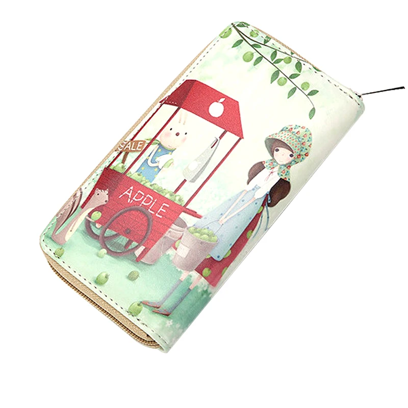 

Cute Girls Clutch Purse Large Capacity Card Holder Fashion Cartoon Printing PU Leather Long Wallet Casual Ladies purse Phone Bag