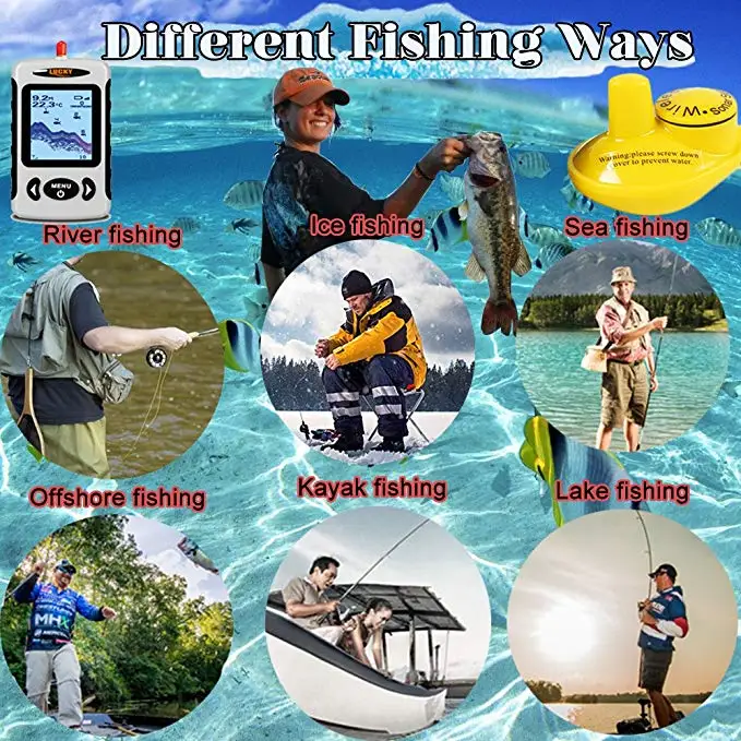 Lucky اللاسلكية عمق Senser Fishfinder إنذار لاسلكي الصيد سونار الاستشعار صياد السمك ل الجليد الصيد أسلم مكتشف FFW718