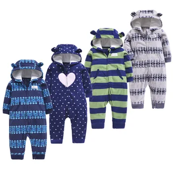 

Spring Autumn Baby Coveralls Fleece Single-Layer Warm Baby Hooded Double Zip One-Piece Climbing Clothes Baby Rompers