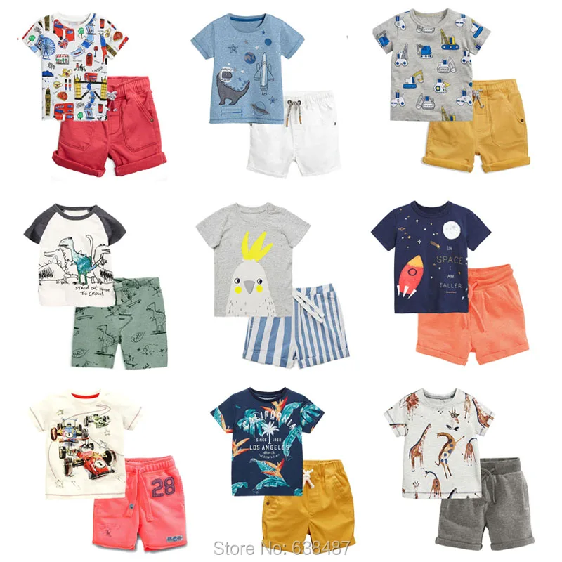 

New 2019 Brand Quality 100% Cotton Baby Boys Clothing Sets Summer Children Suit Kids Short Sleeve Clothes Sets Baby Boys Outwear