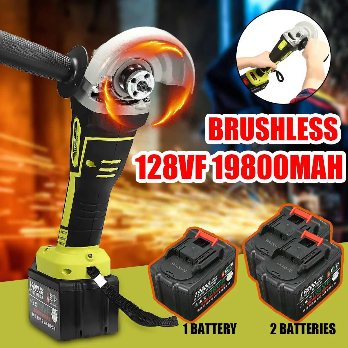 

Brushless Electric Angle Grinder Cordless Polisher Chainsaw Bracket Grinder Machine Sanding Tool for Housing Cutting Polishing