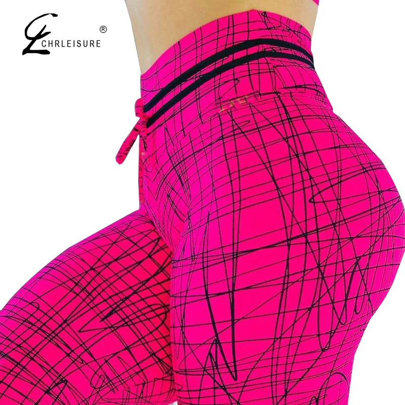 

CHRLEISURE XS-XL Women High Waist Workout Leggings Push Up Fitness Clothing Femme Digital Printed Leggins Women's Clothing