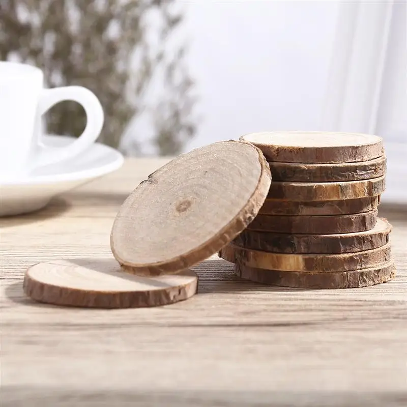 

Unfinished Natural Wood Round Circle Log Slices Tree Bark Slices for Photo Props Christmas Ornanments Handwork Wedding