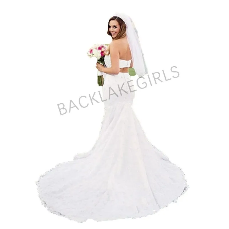 Sexy Two In One Wedding Dress 2 Pieces Sleeveless Lace Mermaid