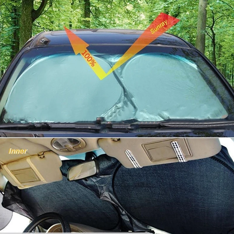 1pc Auto Windshield Block Cover Sun Shade Visor Folding High Quality 150*70cm Car Vehicle Front Window Cover Protector