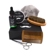Melao 6 шт./компл. Мужской комплект для бороды Уход за бородой набор масло для бороды увлажняющий воск бальзам расческа эссенция ножницы стилиста волосы для мужчин борода S