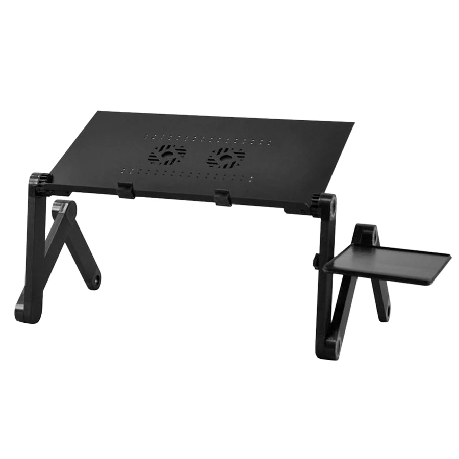 360 градусов складной регулируемый ноутбук глянцевый стол подставка кровать Lap диван Настольный поднос и вентилятор (черный)