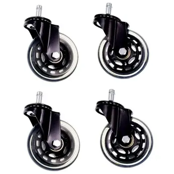 

New 4pcs Black swivel PU wheels castor Set Diameter 75mm 3inch 180kg for your home or office furniture chair table trolley dolly