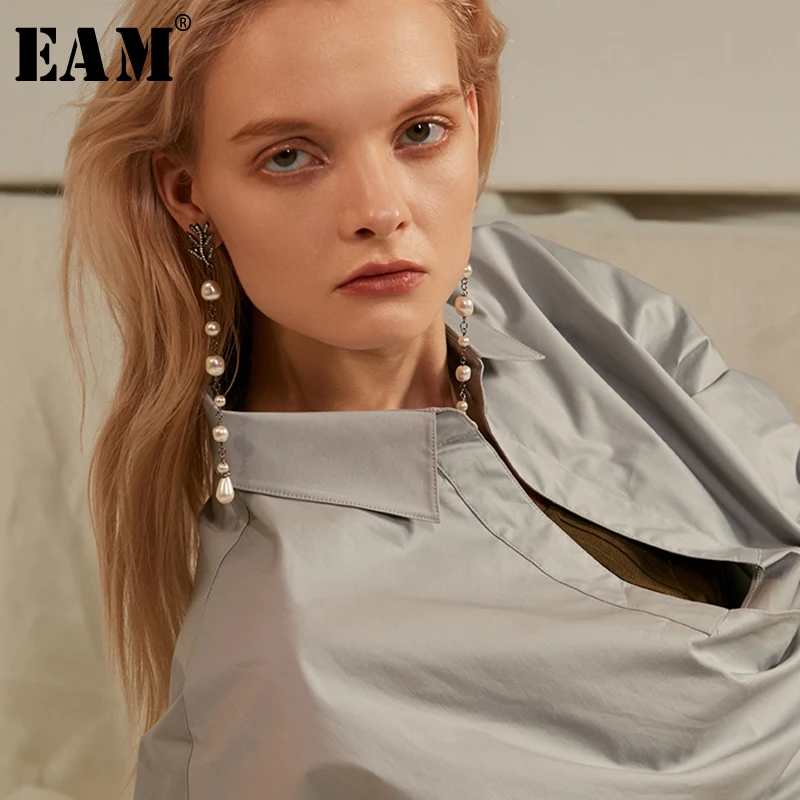 

WKOUD EAM Jewelry / 2019 New Fashion Temperament long imitation pearl pendant earrings Women's Accessories S#R147101