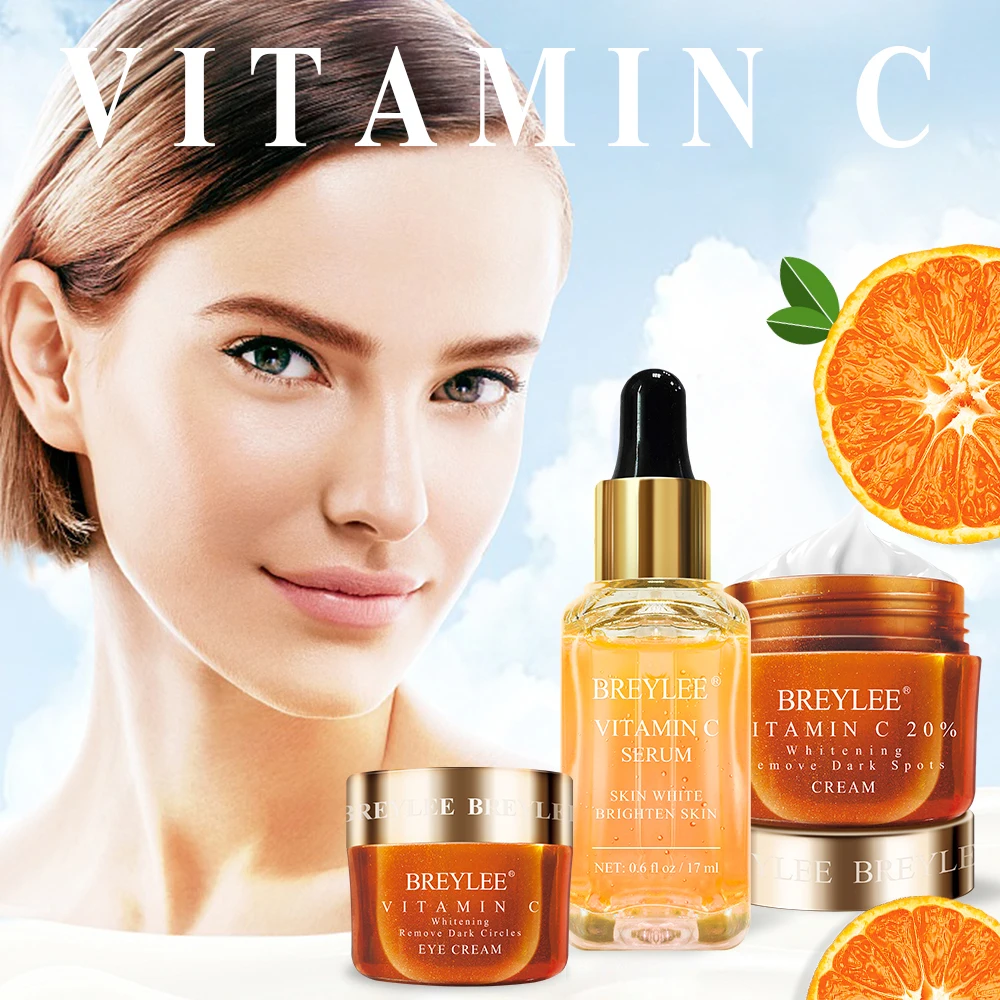 New BREYLEE Vitamin C Whitening Set Face Serum Eyes Cream Facial Cream Remove Dark Circles Fade Freckles Spots Melanin Skin Care New BREYLEE Vitamin C Whitening Set Face Serum Eyes Cream Facial Cream Remove Dark Circles Fade Freckles Spots Melanin Skin Care