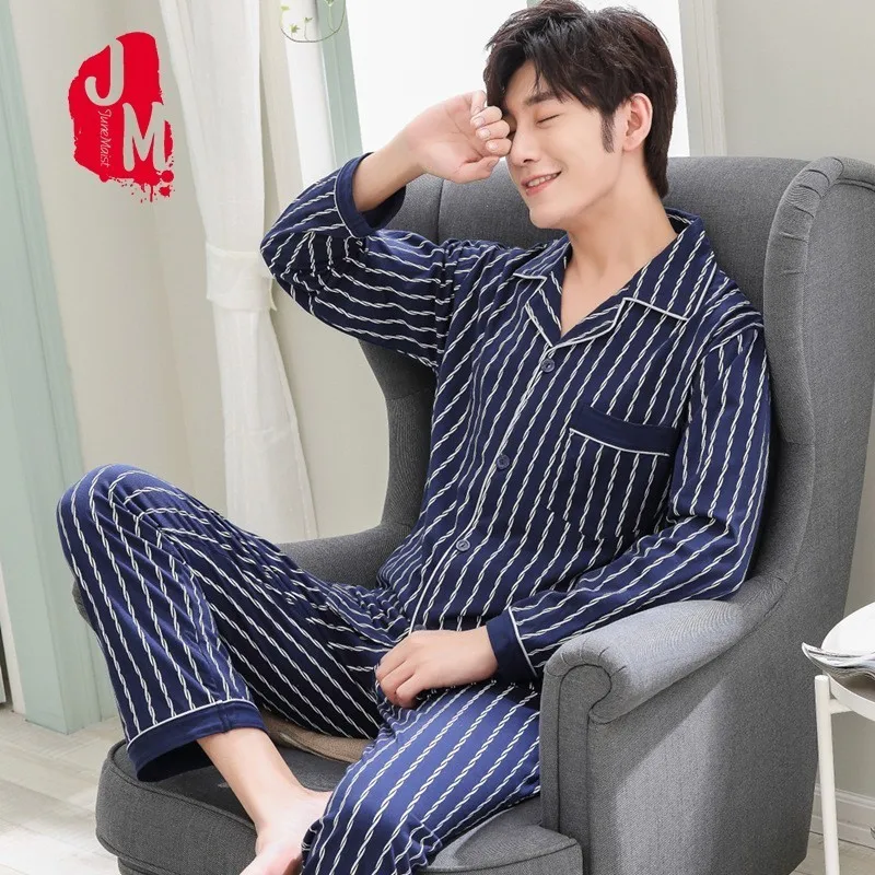 

Spring Pyjama Men Set Cotton Autumn Pijama Men Suit Long Sleeve Solid Pajama Man Turn-down Collar Two Piece Pajama Male L-XXXL