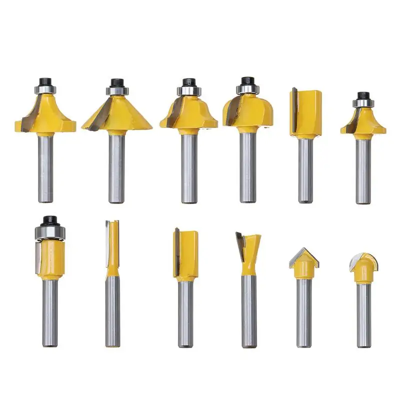 

12Pcs Wood Milling Cutter Router Bit Set Woodworking Trimming Engraving Carving Cutting Tools Wood Cutter Carbide Shank Mill
