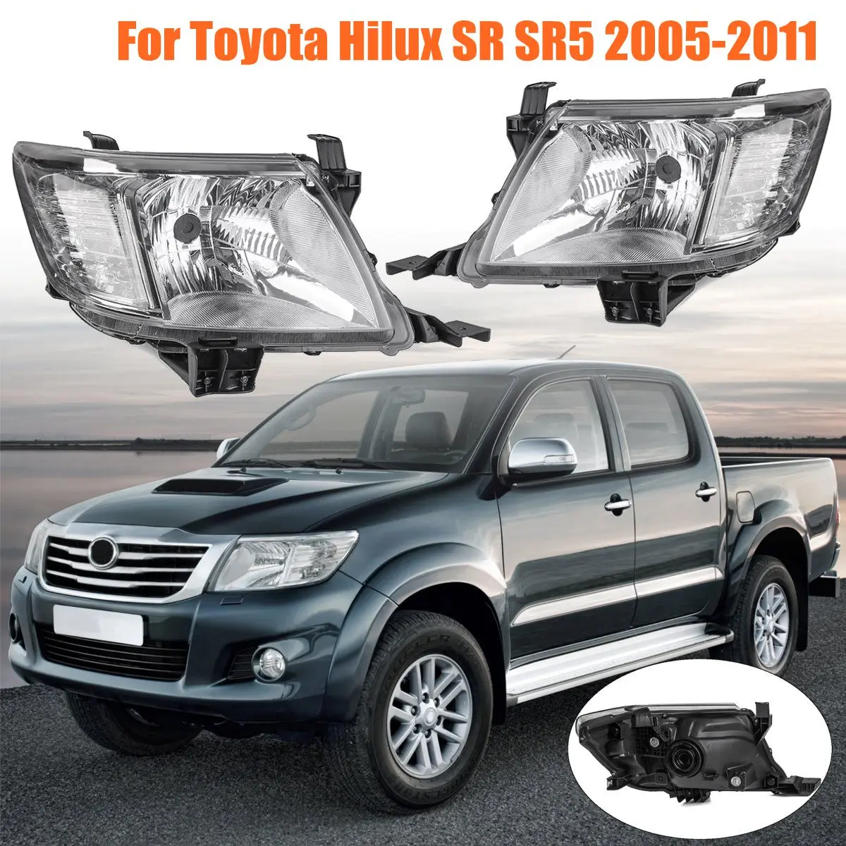 

Pair Head Light Lamp Left And Right Front Clear Headlights For Toyota Hilux SR SR5 2005 2006 2007 2008 2009 2010 2011