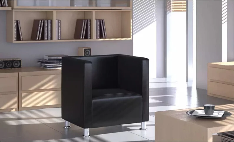 VidaXL Armchair In Cube Design Imitation Leather Black French Style Sofa Modern Coffee Bar Internet Bar Living Room Furniture