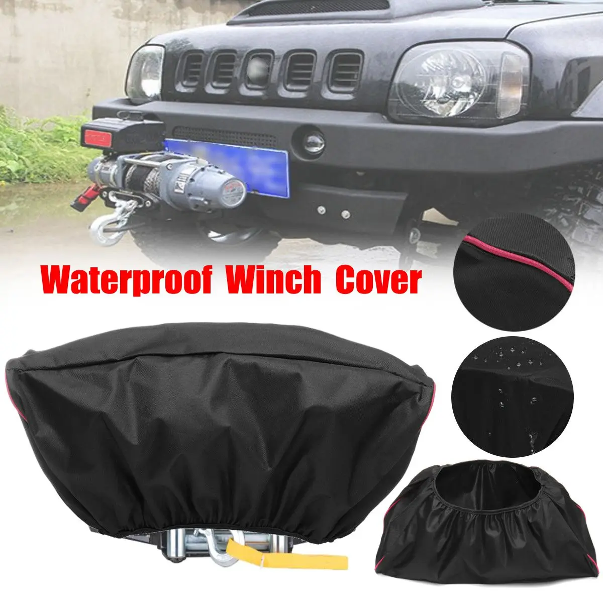 

420D Winch Dust Cover Soft Black Waterproof 5000LB-13000LB Pound Capacity Range