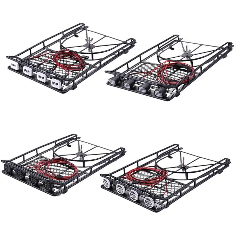 

Roof Rack Luggage Carrier with 4LED Light for 1/10 RC Crawler D90 Rc4wd Axial Scx10 Jeep