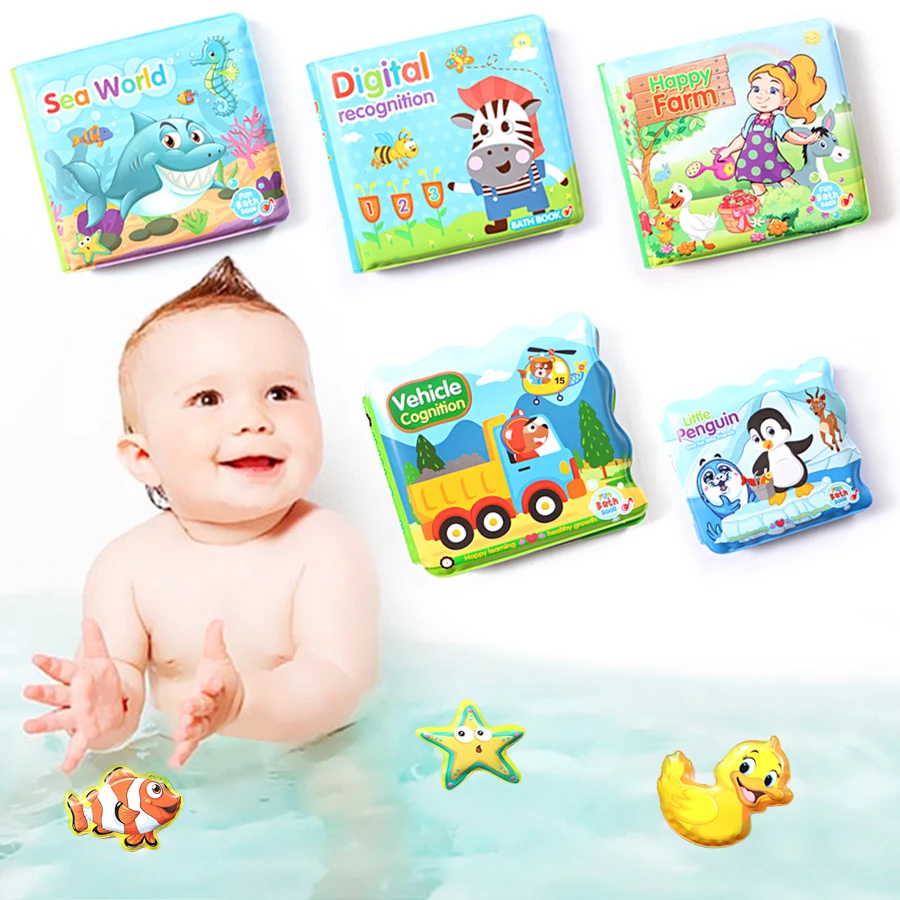 Water Bath Toy Bath Book Swimming Bathroom Toy Baby Toys Early Educational Toy With BB Shistle Learning Animal Digital Bath Book baby & toddler toys best	