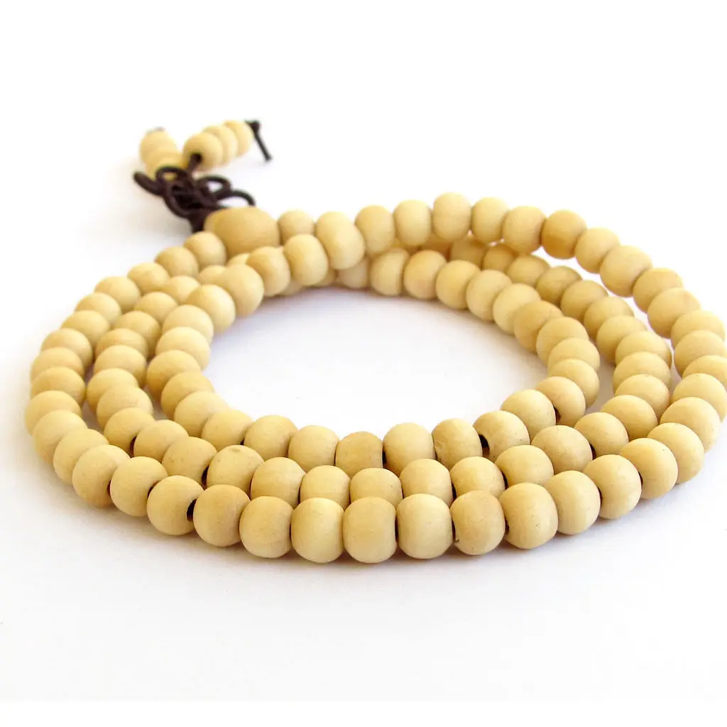 

6mm White sandalwood Bracelet spirituality mala Buddhism cuff Wrist new natural Bless energy yoga Wristband Meditation chain