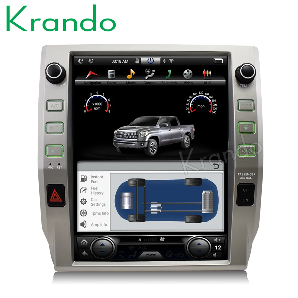 Best Krando Android 8.1 12.1" tesla Vertical screen car radio gps GPS multimedia system for Toyota Tundra 5