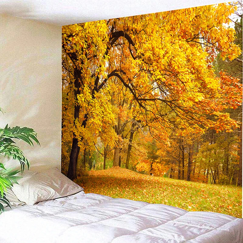 

Psychedelic Modern Autumn Golden Woods Print For For Large Tapestry Mandala Printed Art Tapestries Camping Tent Travel Mattress