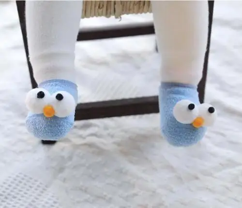 Зимние детские шерстяные носки унисекс с героями мультфильмов теплые толстые детские Нескользящие носки-тапочки 0-3Y