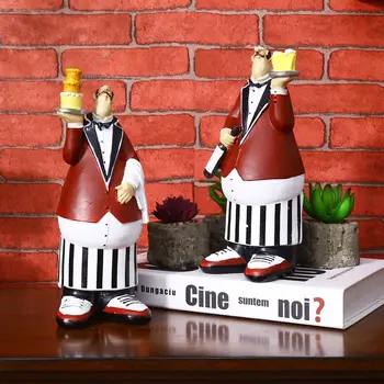 

Retro Chef Kitchener Restaurant Bar Cafe Creative Dining Room Cake Shop Decor Kitchen Showcase Photographic Props Cook Statue