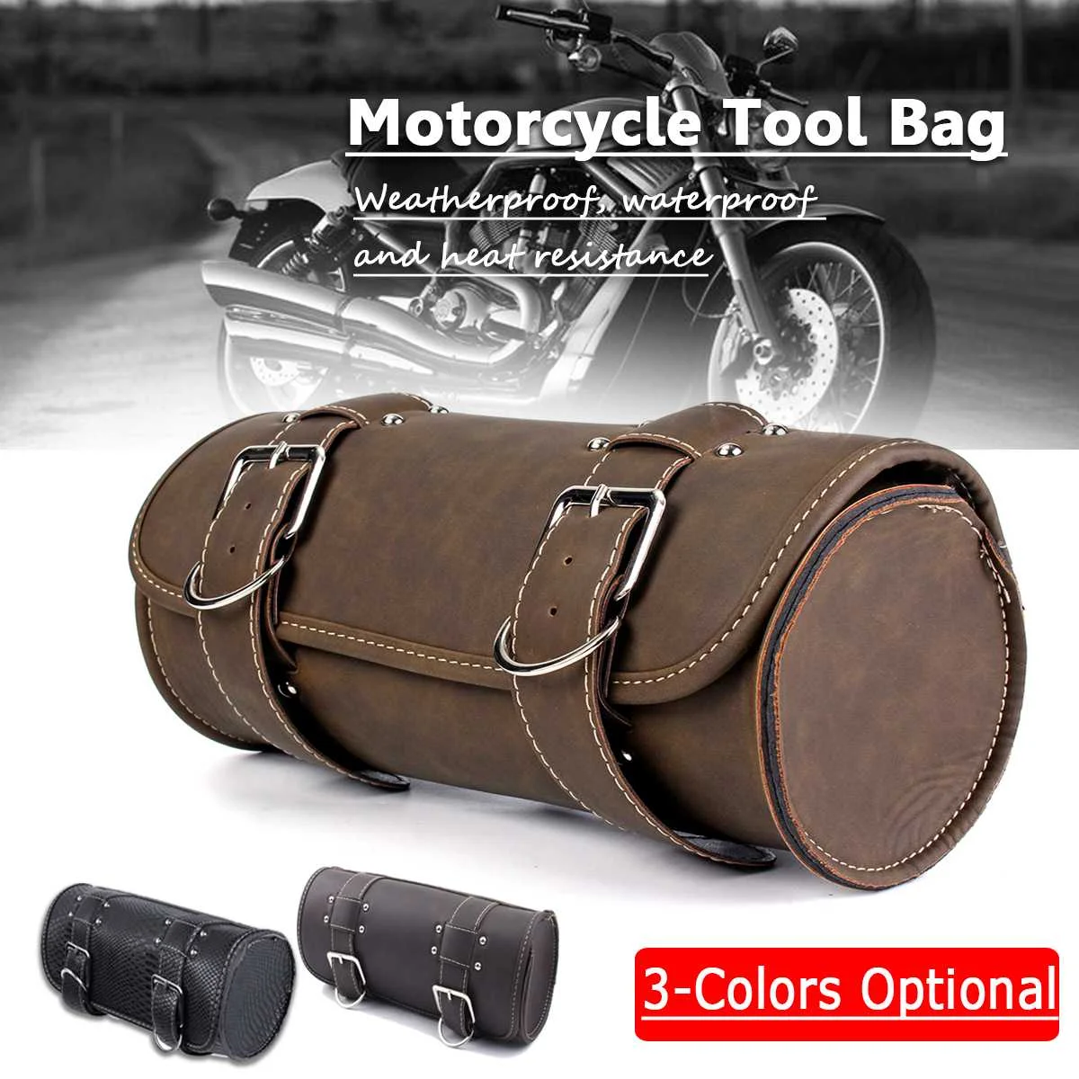 Universal Motorcycle Saddle Bags PU Leather Motorbike Side Tool Tail