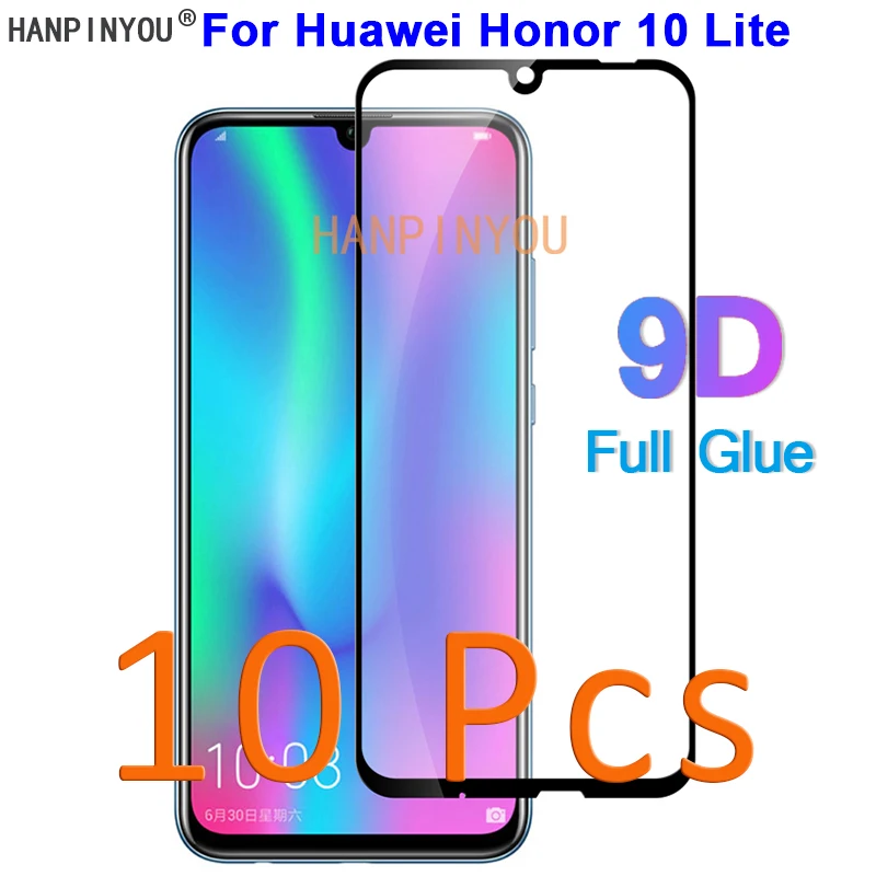 

10 Pcs/Lot For Huawei Honor 10 Lite 6.21" 9D Full Glue Cover Toughened Tempered Glass Film Screen Protector Guard