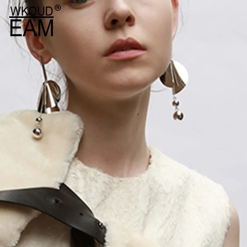 

WKOUD EAM Jewelry / 2019 New Fashion Temperament Europe And America Geometric Asymmetrical Earrings Women's Accessories S#R959