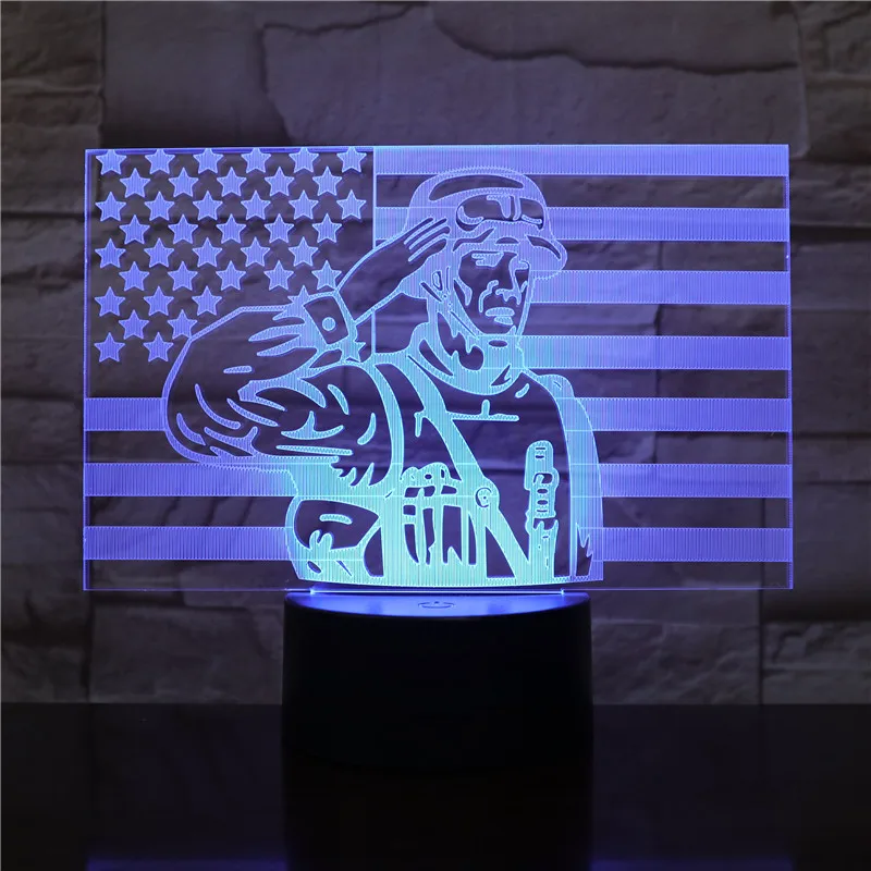 

3D настольная светодиодная лампа, новинка, акриловый солдат, моделирование, USB-фигурка, ночник, Декор, 7 цветов, комнатное освещение для сна, подарки 2490