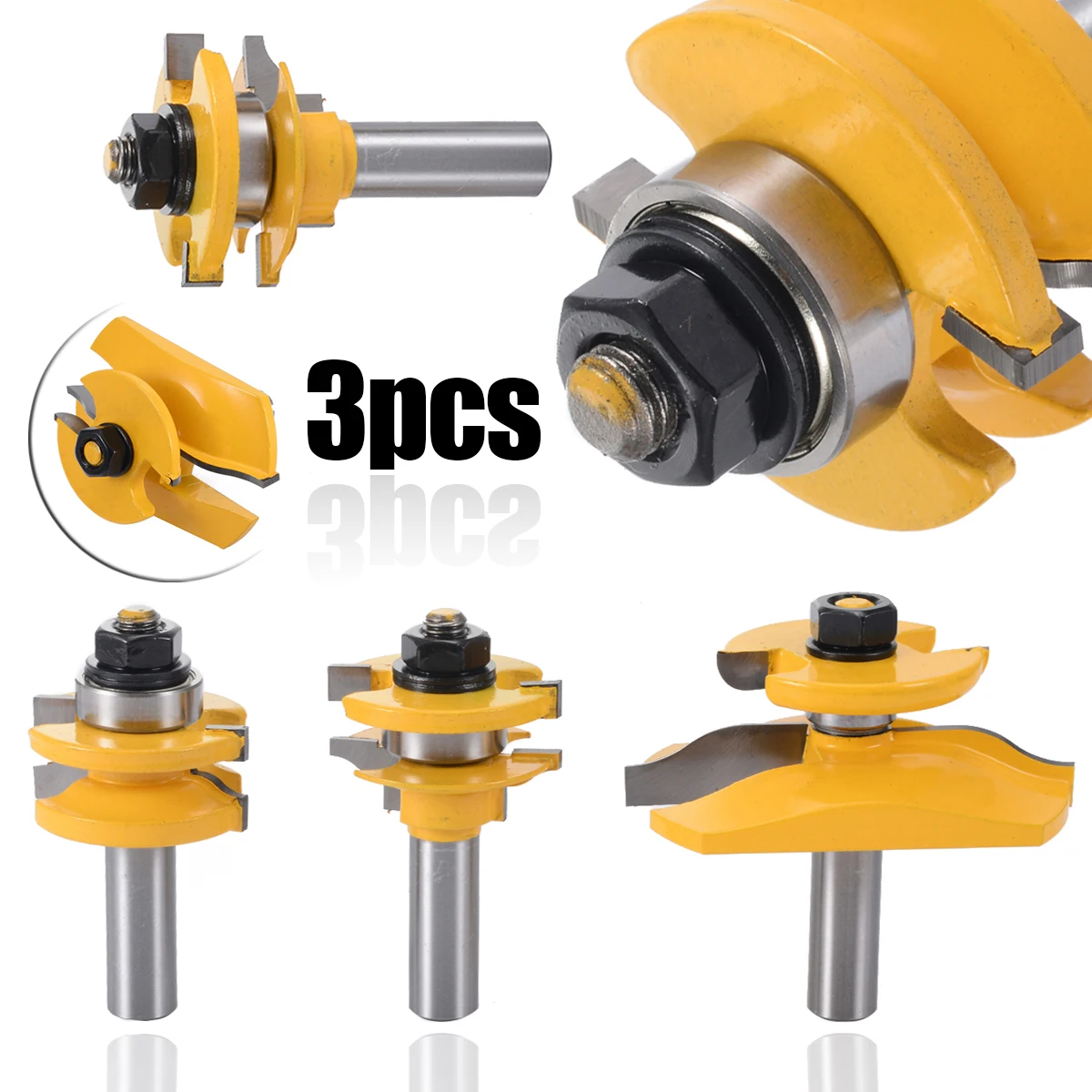 

3pcs/Set 1/2'' Shank Door Panel Woodworking Cutter Tool Cabinet Trim Router Bits Durable Milling Cutter