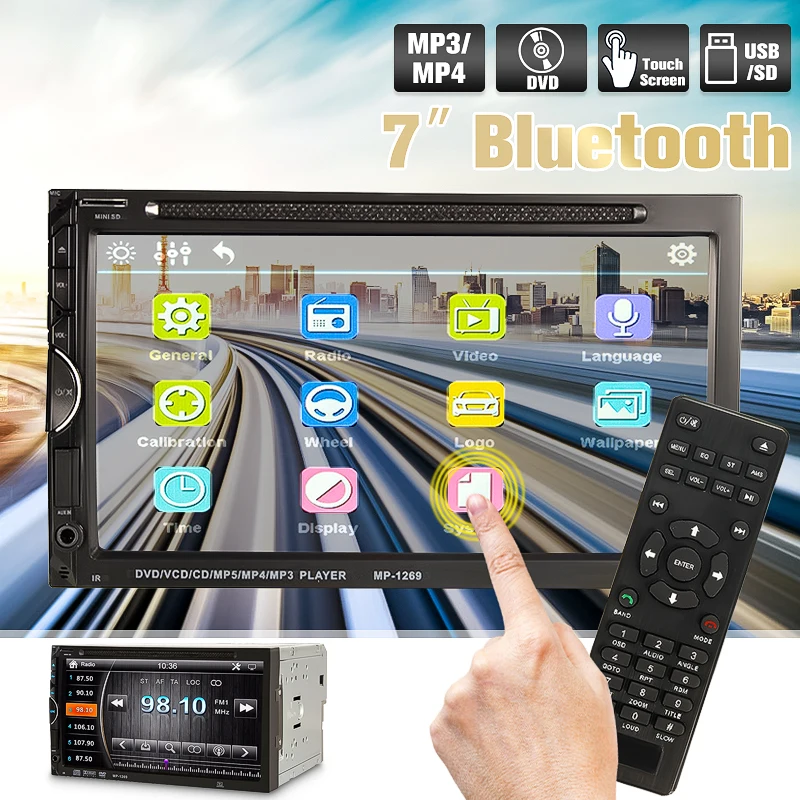 

7" 2 din car radio HD Autoradio Player DVD/MP4/MP5 for Touch Screen Digital Display bluetooth USB Multimedia 2Din FM/AUX/USB