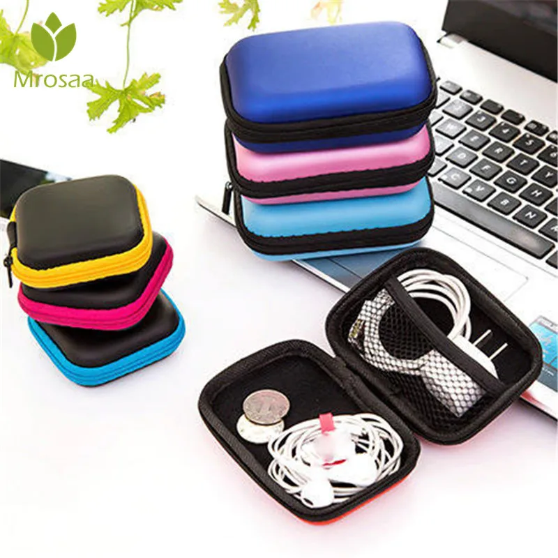 

Square Earphone Wire Organizer Box Data Line Cables Storage Box Case Container Coin Headphone Protective Box 8cm