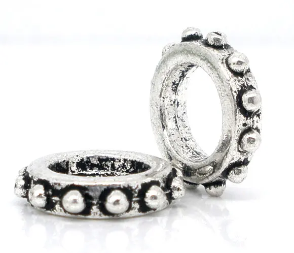 

30 Silver Tone Bumpy Ring Spacer Beads 13x3mm (B07942)