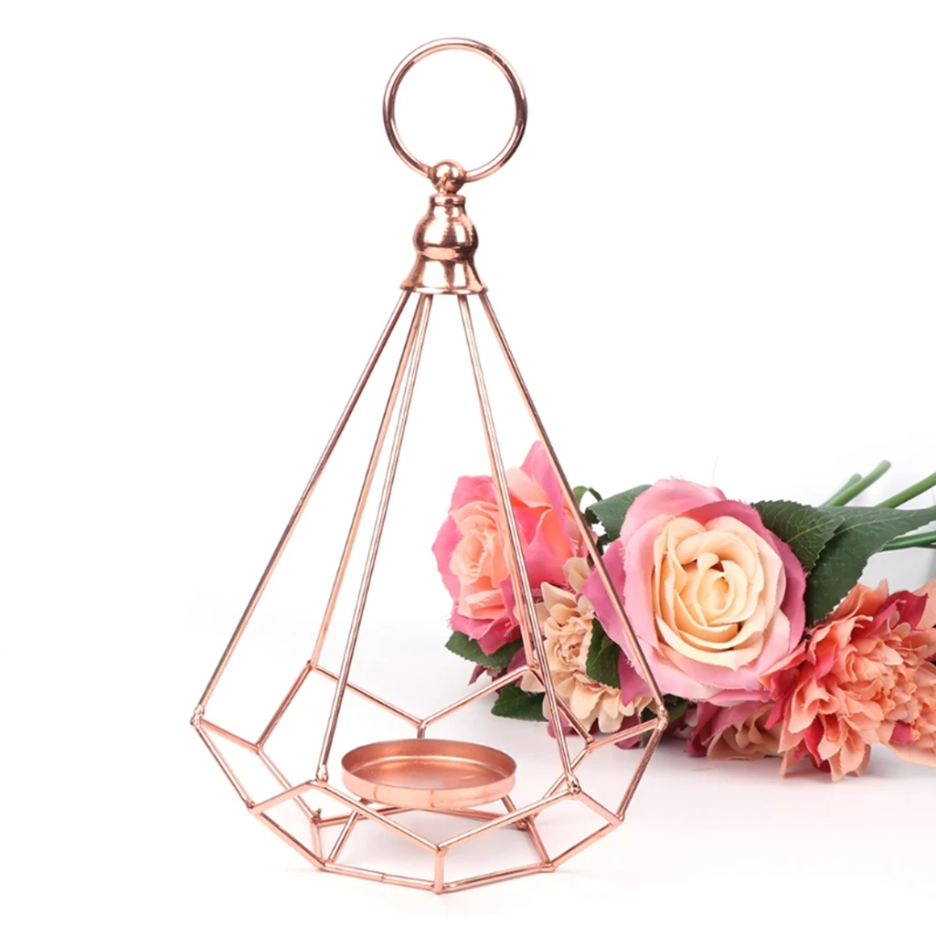 

4Pcs Romantic Dinner Candle Holders Geometric Candlestick Iron Candle Holder for Wedding Engagement Party Home Decor Pink