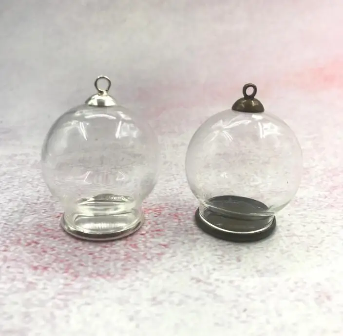 10pcs/lot 30x20mm Large hollow glass globe orb with bronze/silver lace base tray beads cap vial pendant bottle cover | Дом и сад